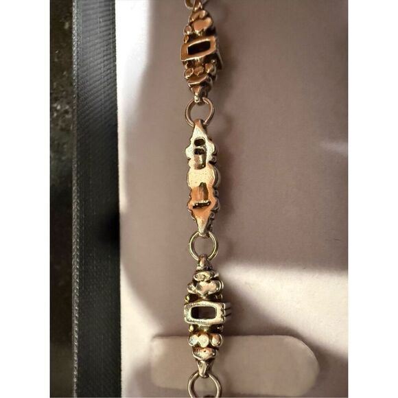 Caviar White Topaz, Sterling Silver, and 18K Gold Link Bracelet - Picture 8 of 15